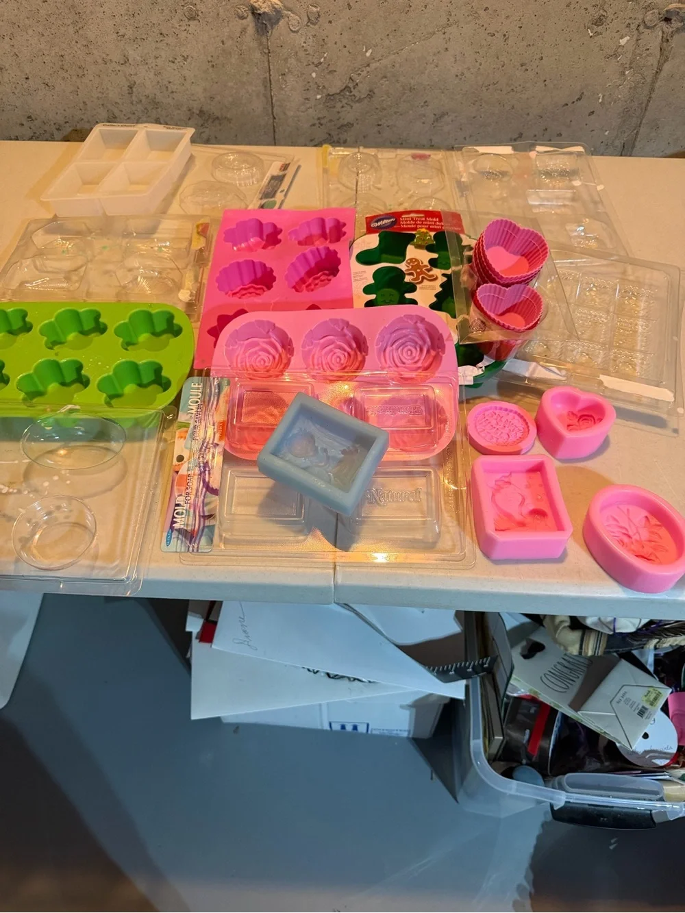 Silicone Flower & Rose Mold Set - Pink and Green for soap making